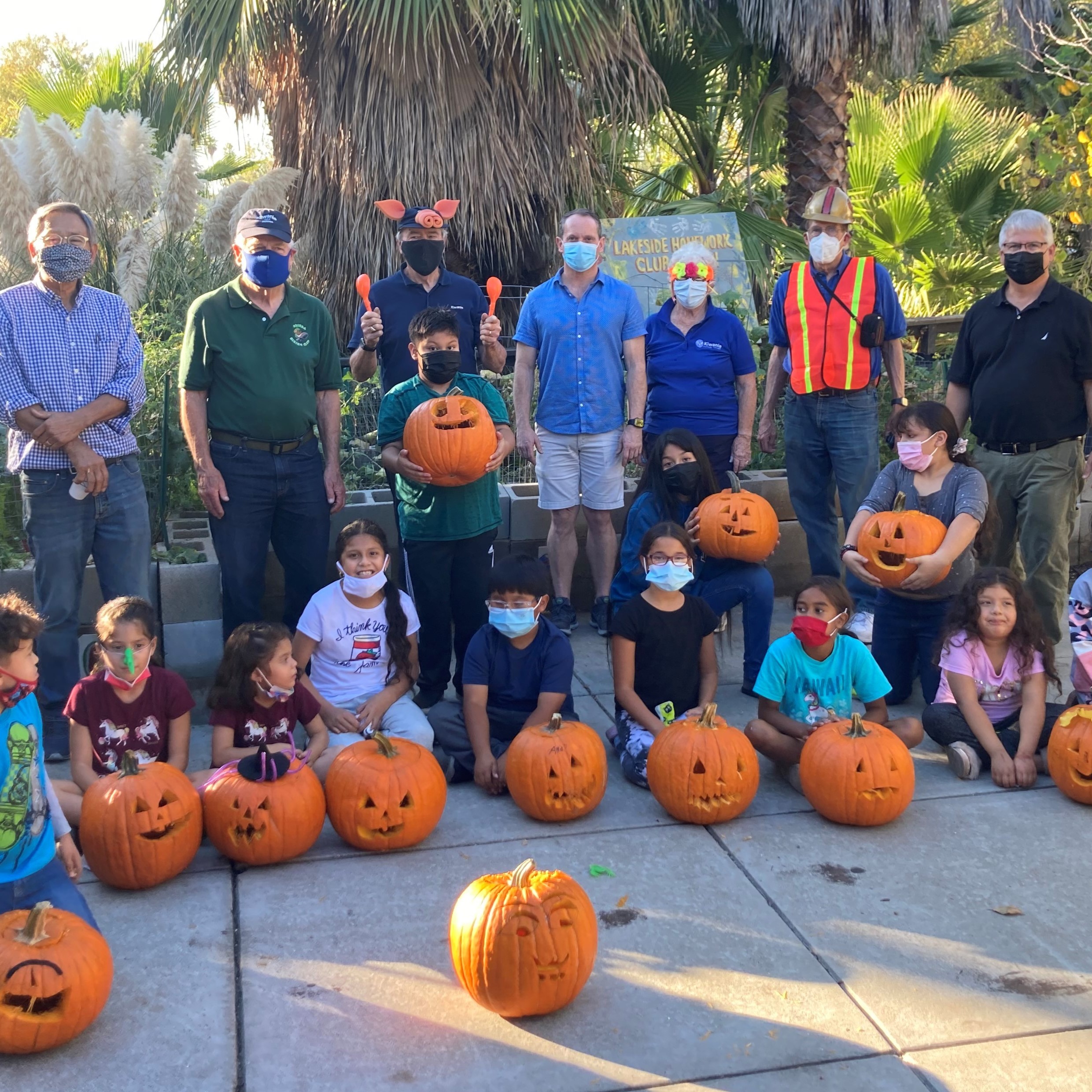kids with pumpkins