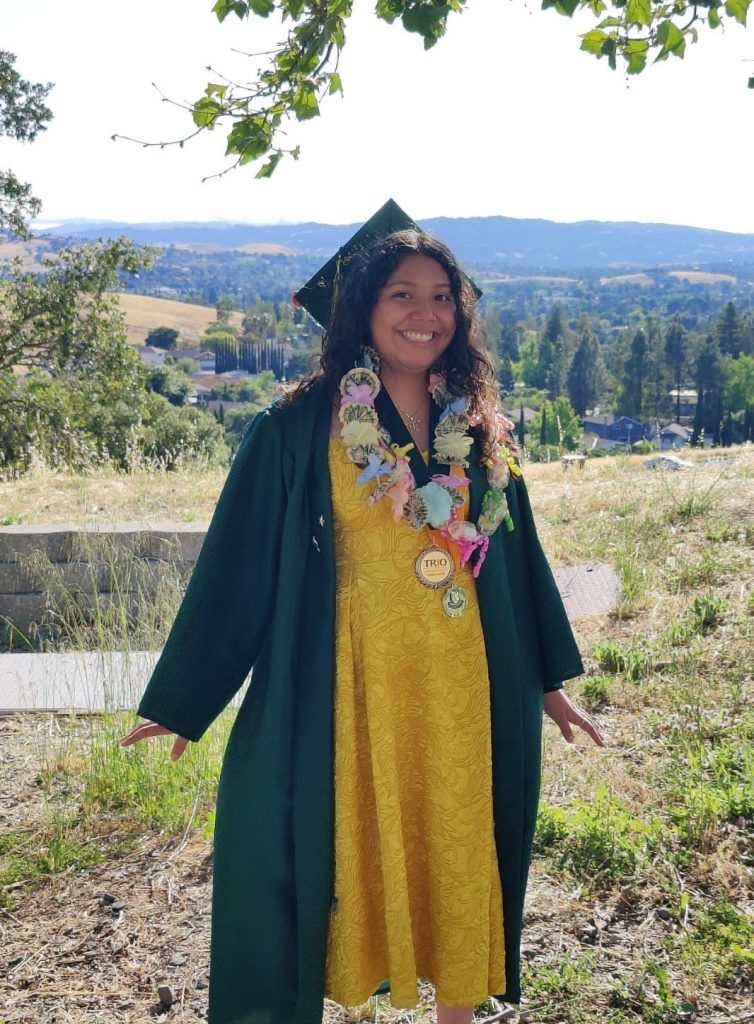 Jetzamany in her graduation cap and gown